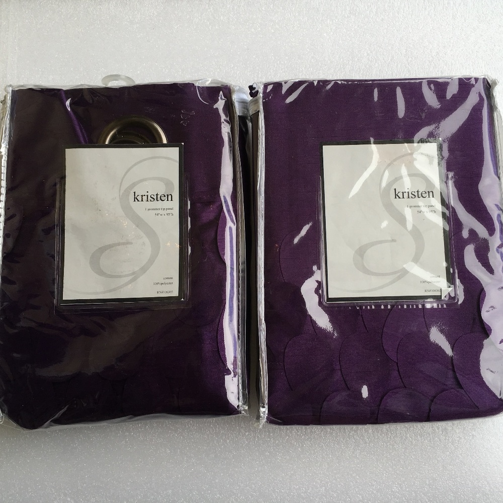 2 Kristen Purple Curtains grommet top panel shiny